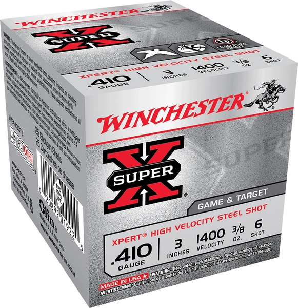 Winchester Super-X High Velocity .410 BORE, 3in. 3/8oz. #6 Shot - 25 Rounds [MPN: WE413GT6]