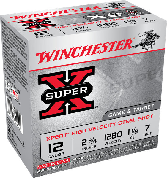 Winchester Super-X Xpert HV Steel 12 GA, 2-3/4in. 1-1/8oz. #7 Shot, - 25 rounds [MPN: WE12GTH7]