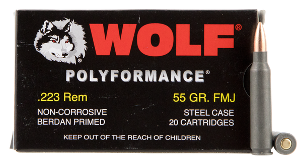 Wolf Polyformance .223 REM, 55gr, FMJ - 500 Rounds [MPN: 22355]
