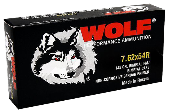 Wolf Polyformance 7.62X54MM RUSSIAN, 148gr, FMJ - 500 Rounds [MPN: 76254BFMJ148]