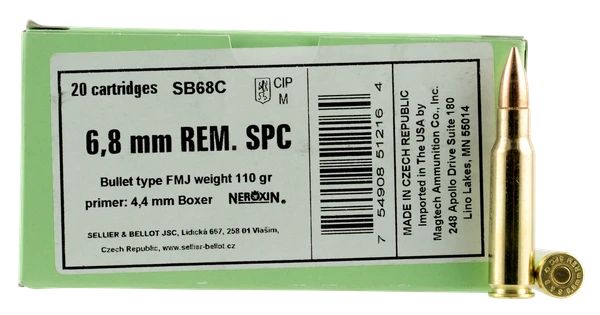 Sellier & Bellot 6.8 REM SPC, 110gr, FMJ - 20 Rounds [MPN: SB68C]