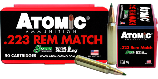Atomic Ammunition Match .223 REM, 77gr, Tipped MatchKing - 50 Rounds