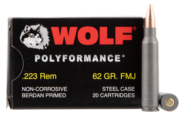 Wolf Polyformance .223 REM, 62gr, CP - 500 Rounds [MPN: 22362]