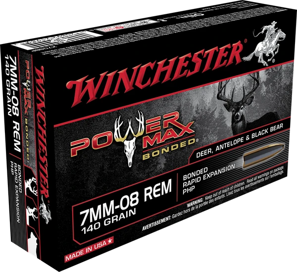 Winchester Power Max Bonded 7MM-08 REM, 140gr, PMB - 20 Rounds [MPN: X708BP]