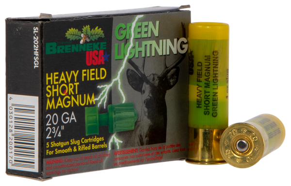Brenneke Heavy Field Short Magnum 20 GA, 2-3/4in. 1oz. Slug - 5 Rounds [MPN: SL202HFSGL]