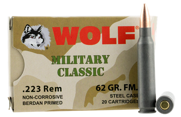 Wolf Military Classic .223 REM, 62gr, FMJ - 500 Rounds [MPN: MC22362FMJ]
