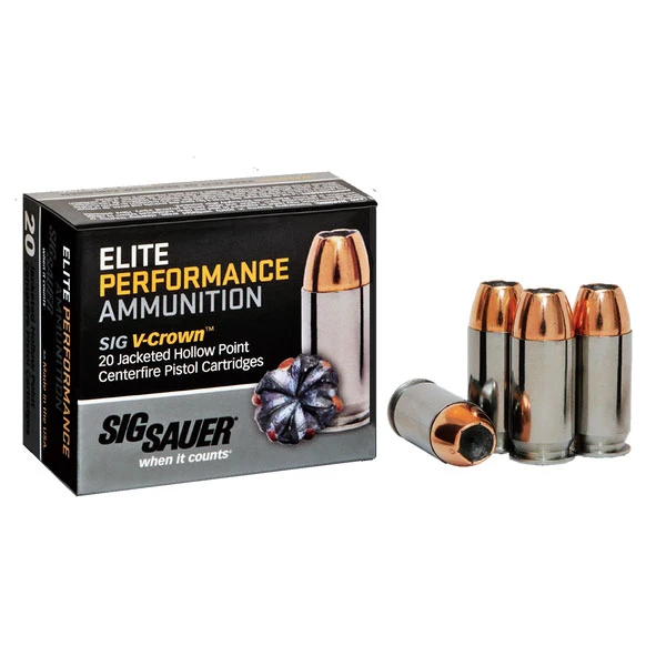 Sig Sauer Elite Performance 9MM, 124gr, V-Crown JHP - 20 Rounds [MPN: E9MMA220]
