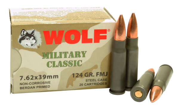 Wolf Military Classic 7.62X39MM, 124gr, FMJ - 1000 Rounds [MPN: MC762BFMJ]