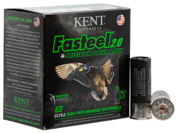 Kent Cartridge Fasteel 2.0 12 GA, 2-3/4in. 1-1/16oz. #2 Shot - 25 Rounds [MPN: K122FS302]