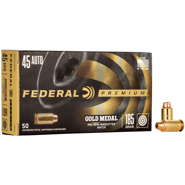 Federal Gold Medal .45 ACP, 185gr, HP - 50 Rounds [MPN: GM45B]