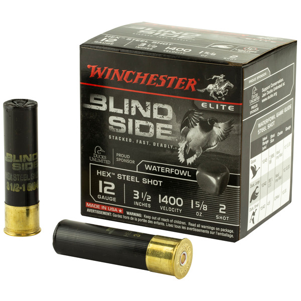 Winchester Blind Side 12 GA, 3-1/2in. 1-5/8oz. 2 Hex Shot - 25 Rounds [MPN: SBS12L2]