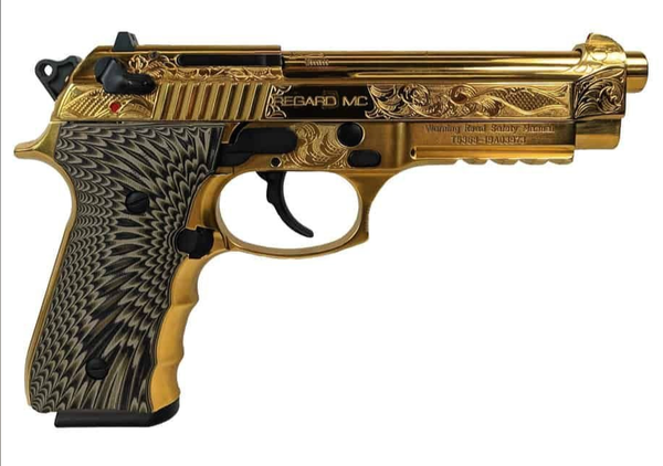 EUROPEAN AMERICAN ARMORY GIRSAN MCP35 9MM 4.92" BARREL, 15+1 ENGRAVED GOLD