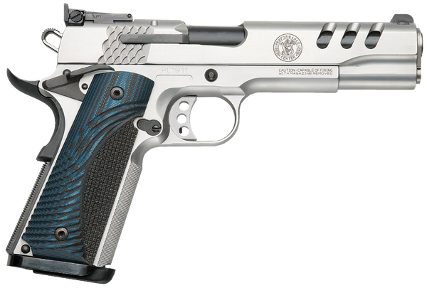 Smith & Wesson 170343 1911 Performance Center 45 ACP 5" 8+1 Matte Silver Matte Stainless Steel Slide Custom Wood G10 Grip