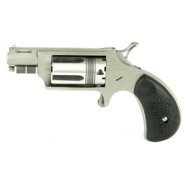 North American Arms 22MSCTW Wasp 22 LR,22 Mag 5rd 1.13" Overall Stainless Steel with Black Pebbled Rubber Grip