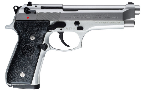 Beretta USA JS92F520M 92FS Inox 9mm Luger 4.90" 15+1 Satin Stainless Steel Stippled Textured Black Polymer Grip (Italian Made)