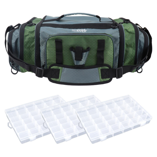 Osage River Elite Ripstop Fishing Tackle Bag w 3 Tackle Boxes