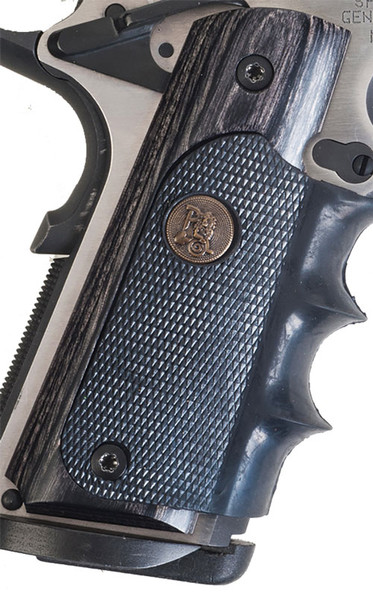 Pachmayr Laminated Wood Grips - 1911 Charcoal Silvertone