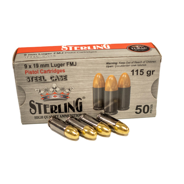 Sterling 9MM, 115gr, FMJ - 50 Rounds