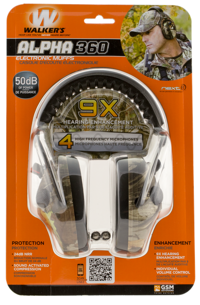 Walkers Alpha 360 Quad Electronic Power MuffS 50db Camo