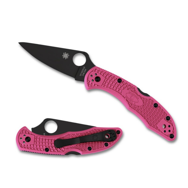 Spyderco Delica 4 Flat Ground Pink CPM S30V Blk Blade Plain