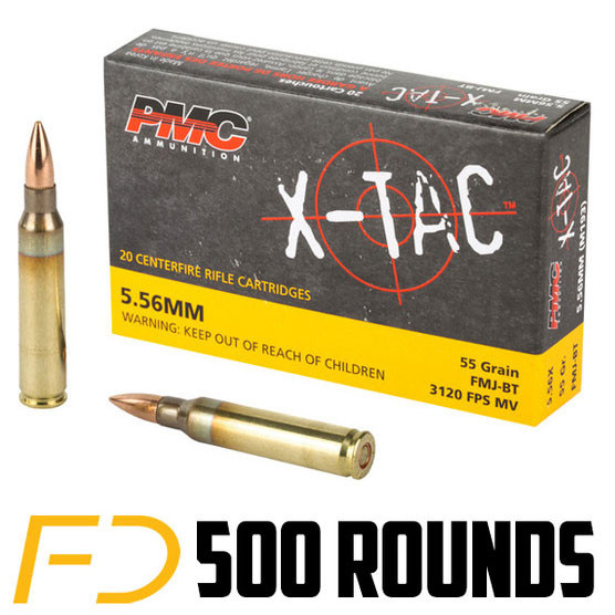 PMC X-Tac 5.56X45MM, 55gr, FMJBT - 500 Rounds [MPN: 5.56X] - Free