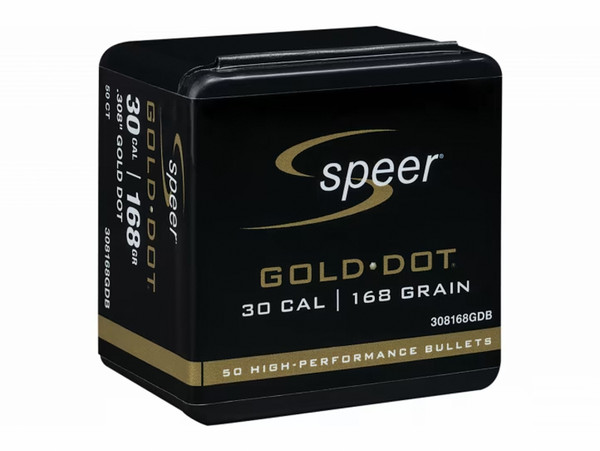 Speer 308168GD Gold Dot 30 Cal .308 168 gr Gold Dot Soft Point 50 Per Box