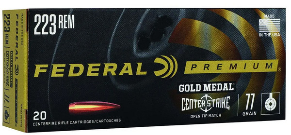 FEDERAL GOLD MEDAL .223 REMINGTON 77 GRAIN CENTERSTRIKE 20/10