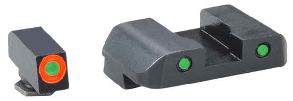 Ameriglo Spartan Operator Night Sight Set Glock 20/21/29/30/31/32/36/40/41 Gen 1/2/3/4 3-Dot Tritium Green Front with Orange Outline, Black Outline Rear