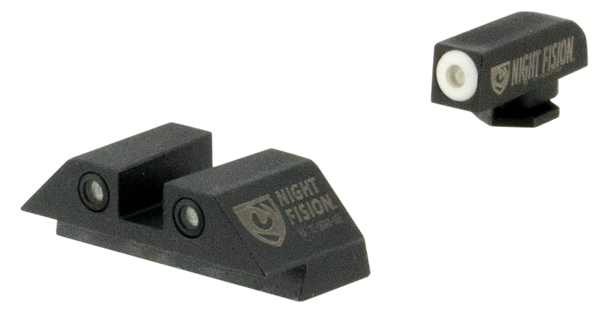NIGHT FISION NS SET FOR GLOCK 17/17L/19/22-28/31-35/37-39 PISTOLS, GREEN WITH WHITE SQUARE FRONT/REAR