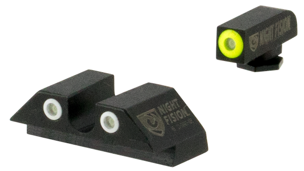 Night Fision Perfect Dot Tritium NS Set Glock 17/19/26/34 Green Front/Rear Yellow Front Ring U-Notch Rear Metal Body Black Nitride Finish