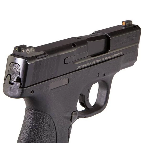 Night Fision Perfect Dot Tritium NS Set Smith & Wesson M&P Shield Green Front/Square Notch Rear Metal Body Black Nitride