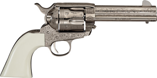 Cimarron Meldrum .45 Long Colt 4.75" 6rd Engraved Nickel/ivory