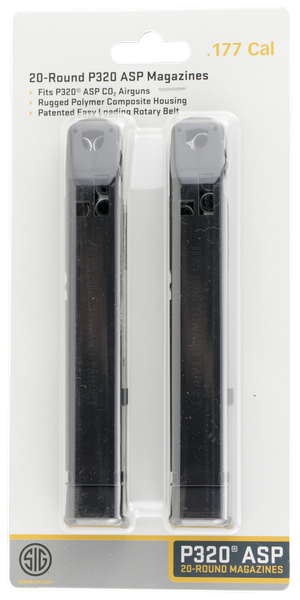 Sig Sauer P320 CO2 Air Pistol Magazine .177 Caliber Pellet 20 Rounds Polymer 2 Pack