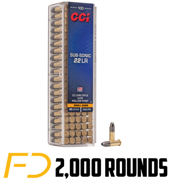 CCI Subsonic .22 LR, 40gr, HP - 2000 Rounds (20 boxes of 100 rounds)