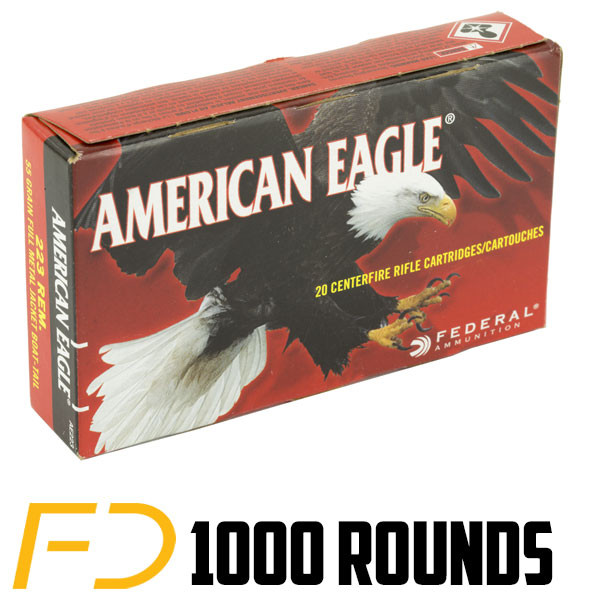 Federal American Eagle .223 REM, 55gr, FMJ - 1000 Rounds (50 boxes of 20) [MPN: AE223] - Free Shipping