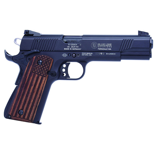 Mauser Rimfire 1911 22 LR, 5" Barrel, 10rd, Black, Wood Flag Grip