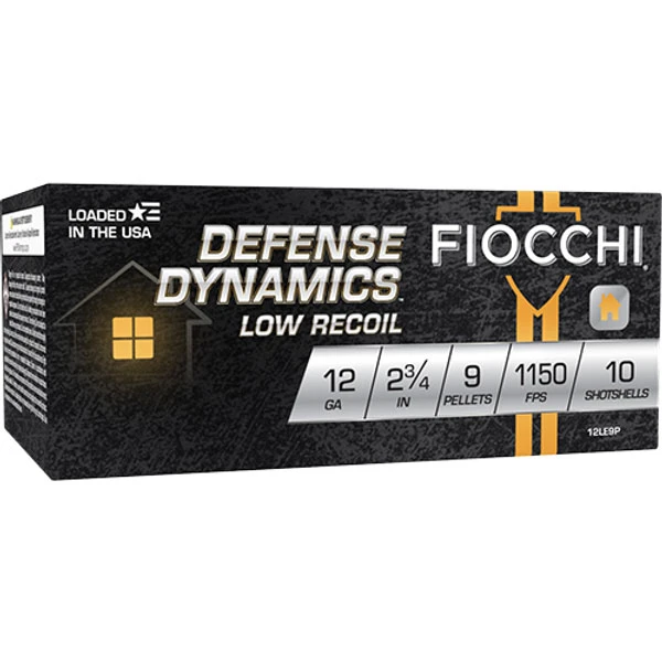 Fiocchi Defense Dynamics Low-Recoil, 12 Gauge, 2 3/4", 9-oz. Buckshot, 9 Pellet - 10 Rounds