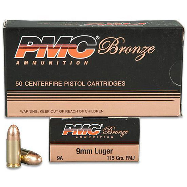 PMC Bronze 9MM, 115gr, FMJ - 50 Rounds (741569070270-20)