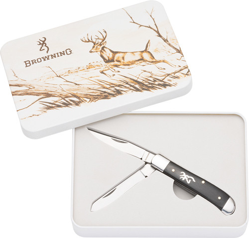 Browning Knife 2024 Whitetail  Tin 2.75" Black/ss 2blade*