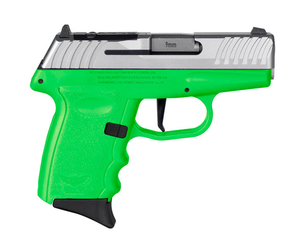 SCCY DVG1 RDR Handgun 9mm Luger 10rd Magazine 3.1" Barrel Striker Fired Stainless Slide/Lime Green Frame