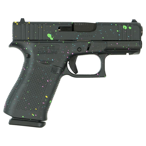 Glock 43X "MultiColor Paint Splatter" Black Handgun 9mm Luger 10rd Magazines(2) 3.41" Barrel Accessory Rail USA Made