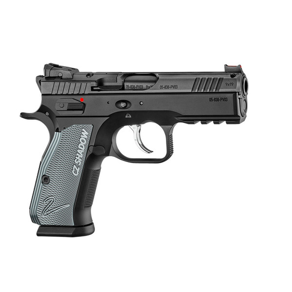 CZ 75 Shadow 2 Compact 9MM 4" 15+1 Black Optics Ready Grey Grips