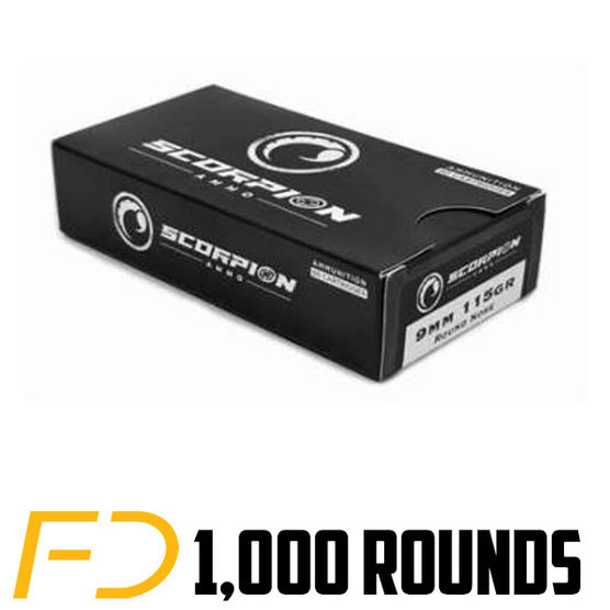 STV Technology Scorpio 9MM, 115gr, FMJ - 1000 rounds