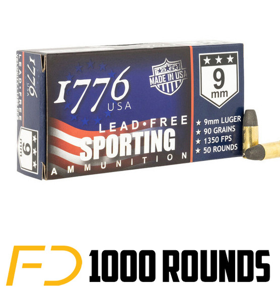 1776 USA 9MM, 90gr, LFP - 1000 rounds (CASE)