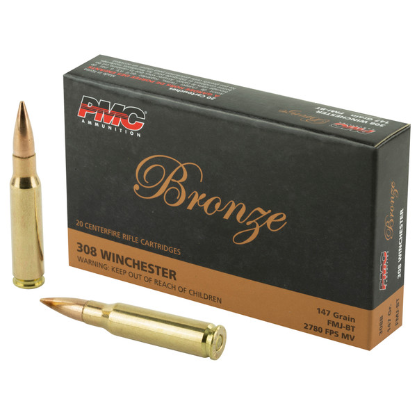 Flash Sale - PMC Bronze .308 Winchester, 147gr, FMJBT - 20 rounds [MPN: 308B]