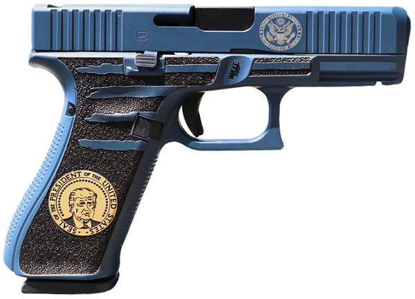 Glock G45 Gen5 MOS Trump 9mm, 4.02" barrel, 17+1 rnd - Presidential Blue Engraved "America First 47th" & Presidential Seal [MPN:  PA455S204MOSPRESBLU]