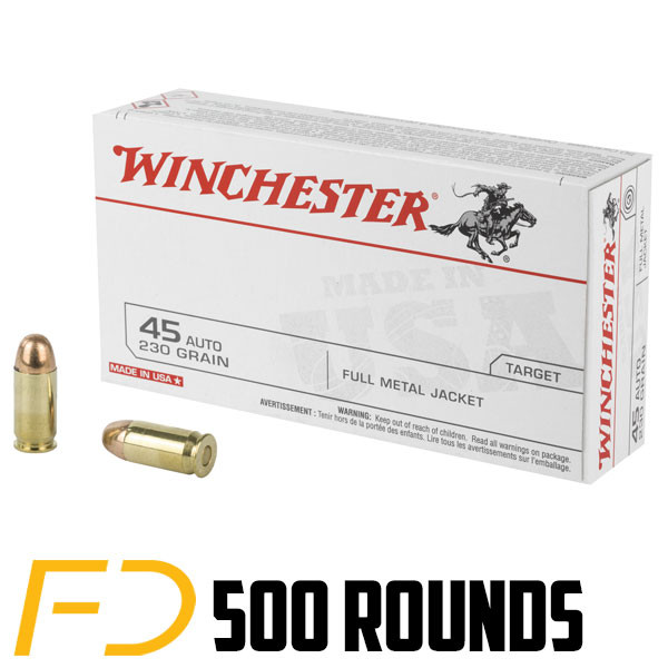Winchester .45 ACP, 230gr, FMJ - 500 Rounds