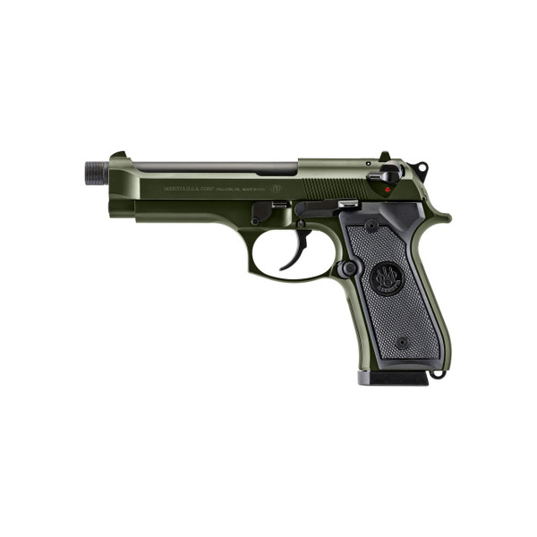 Beretta 92FS 9mm, 4.90" Threaded Barrel, 10 rnd - OD Green [MPN:J92F300GR10]