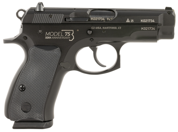 CZ 75 Compact 50th Anniversary 9mm, 3.75" Barrel, 15 rnd - Black [MPN:91122]