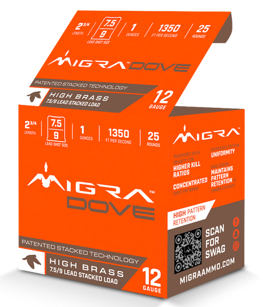 MIGRA DOVE 12GA, 2.75in. 1oz. 7.5-9 Shot,  - 25 rounds [MPN: M12LF7.59]